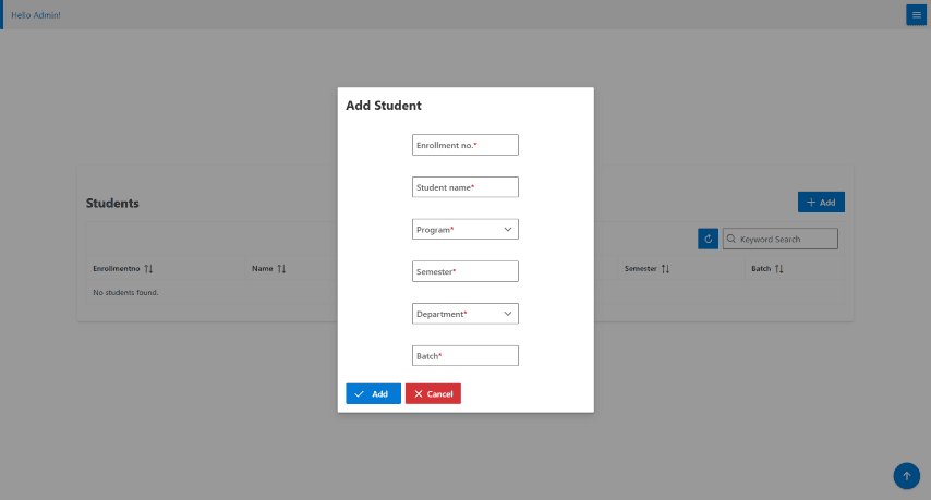 Student Attendance System project screenshot