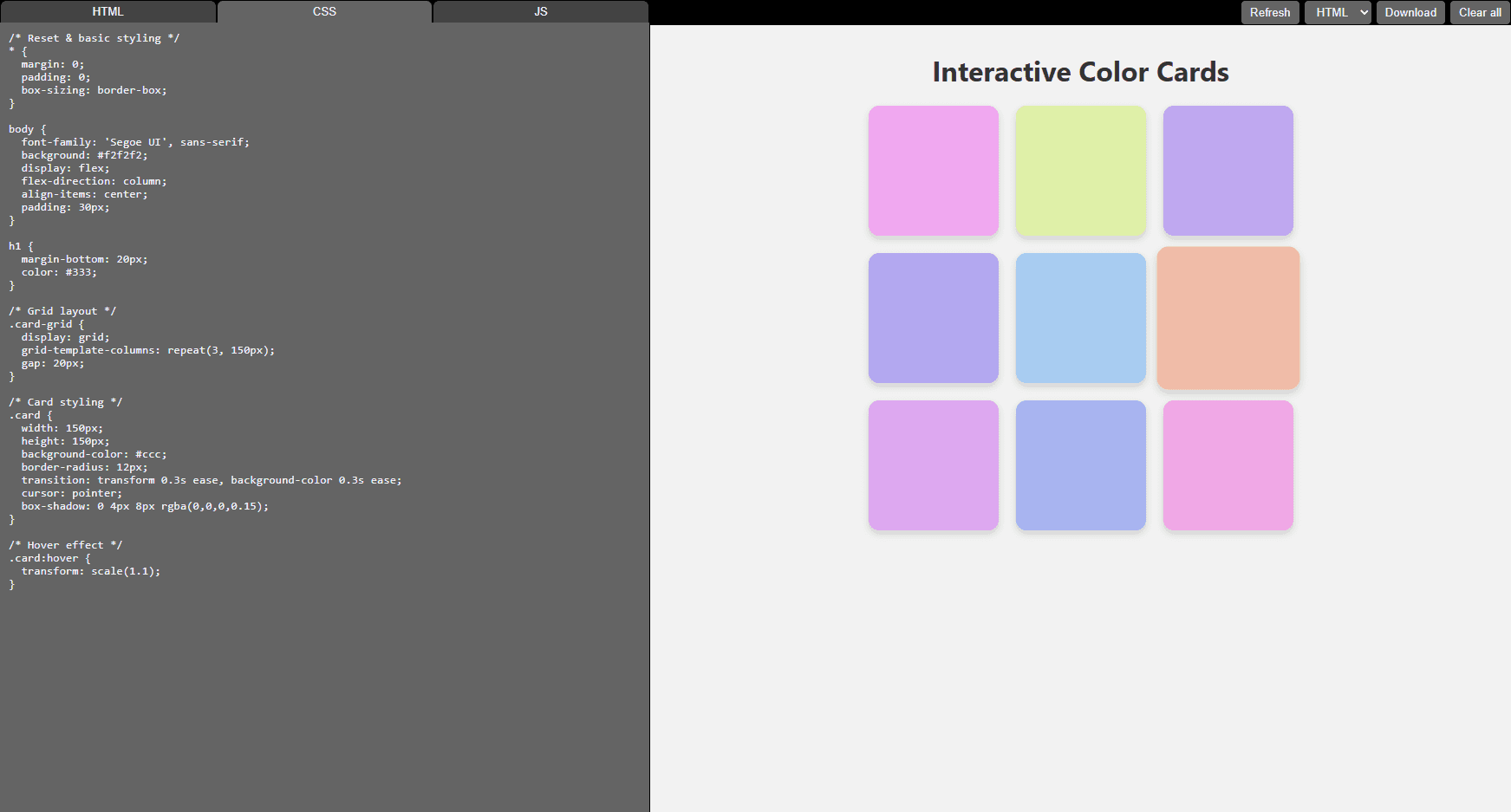 Real-Time HTML/CSS/JS Compiler project screenshot